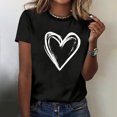 thumbnail image 4 of Hauts pour Femmes Saint-Valentin Manches Courtes Imprimé Cœur Col Rond T-Shirt Décontracté Noir m, 4 of 6