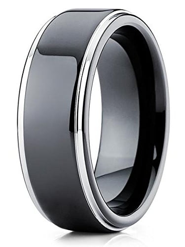 All New 8mm TUNGSTEN CARBIDE MEN'S BLACK WEDDING BAND RING PATTERNED SZ 7-15 