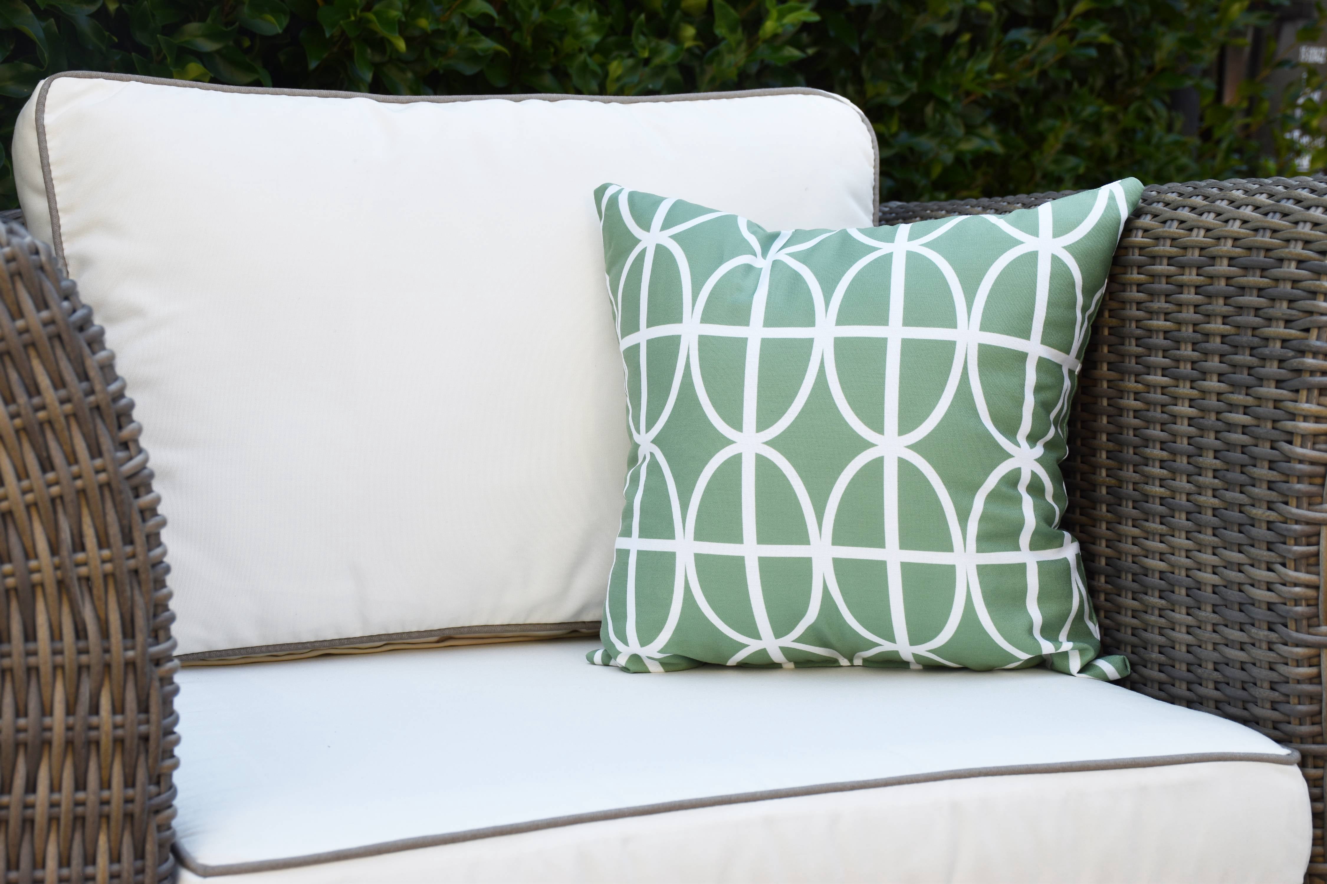 Simply Daisy, 20" x 20" Ovals and Stripes, Geometric Print Outdoor Pillow, Green