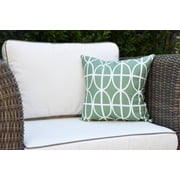 Simply Daisy, 16 x 16 Ovals and Stripes , Geometric Print Outdoor Pillow, Green
