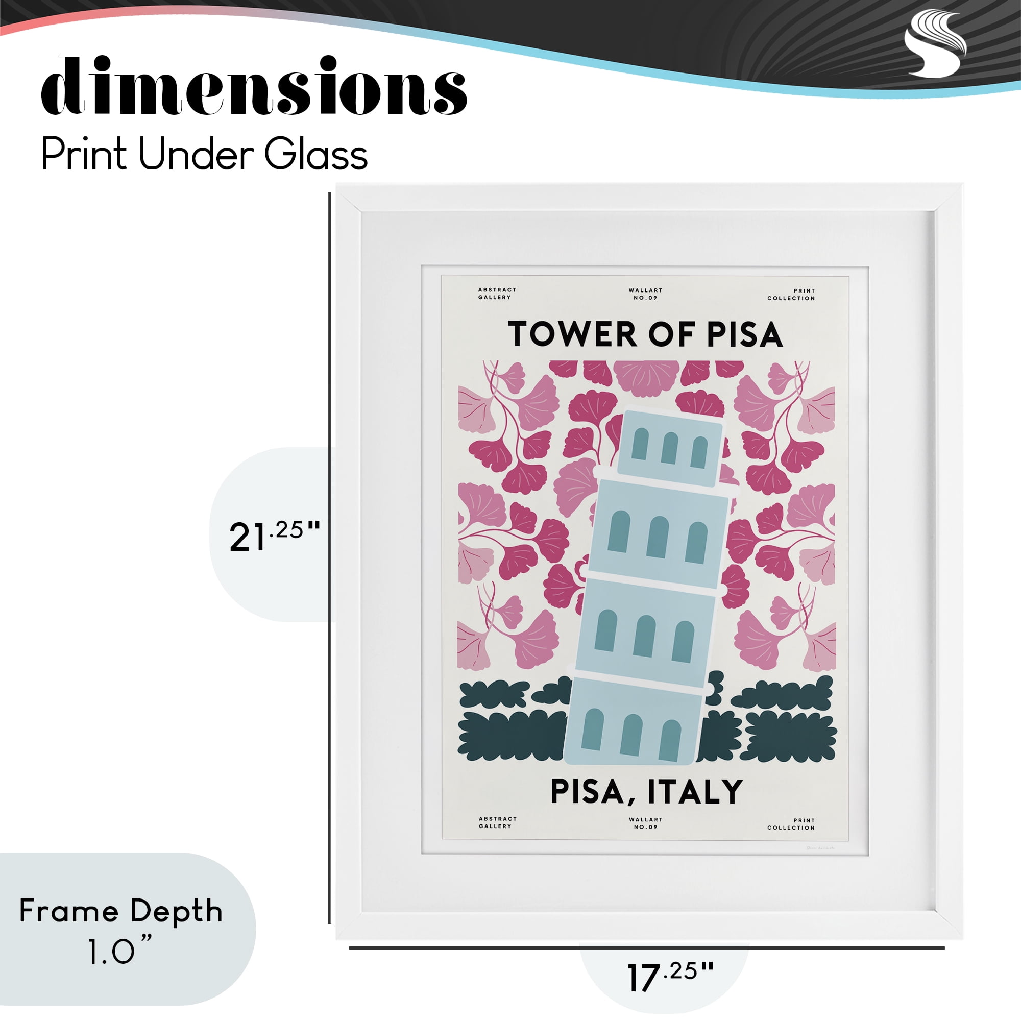 Stupell Industries Pastel Groovy Tower of Pisa White Framed Print Under Glass, design by Omar Escalante