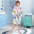 thumbnail image 5 of FORMRS Niños Bathrobe Unisex Hooded Robe Soft Plush Pajamas Sleepwear, Size 4-6T, Retro Simple Shapes, 5 of 7