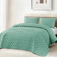 thumbnail image 6 of Exclusivo Mezcla Bed Quilt Set King Size for All Seasons, Stitched Pattern Quilted Bedspread/ Bedding Set/ Coverlet with 2 Pillow shams, Lightweight and Soft, Turquoise, 6 of 7