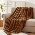 thumbnail image 7 of Exclusivo Mezcla Large Flannel Fleece Velvet Plush Throw Blanket - 50" x 70" (Brown), 7 of 7