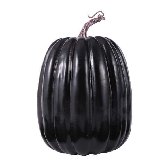Decorative Artificial Pumpkins, 6.2x8.5 In Faux Foam Pumpkins, Fall Harvest Thanksgiving Decor, Farmhouse Tabletop Centerpiece, Halloween Party Mantel Decor for Thanksgiving Halloween Decor, Black