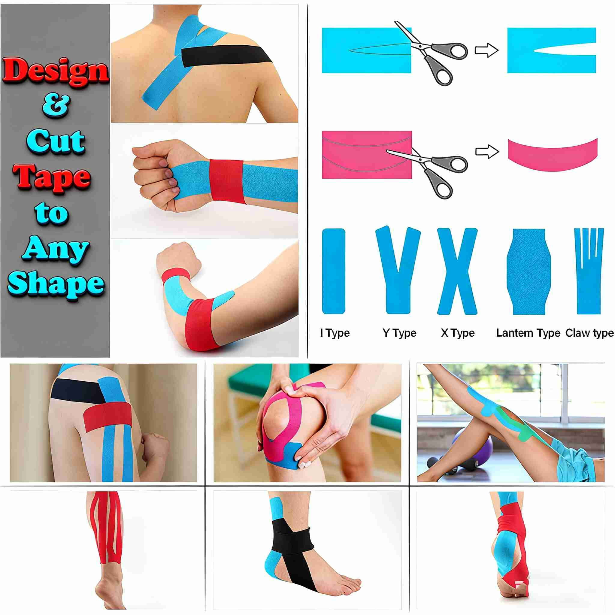 2 Rolls Kinesiology Tape, 4in x 5.5yd Breathable Muscle Support Adhesive Sport Tape for Knee Pain Relief, Latex Free Cotton Elastic Uncut Strips for Joints, Back, Ankle, Shoulder, Wrist(Beige)