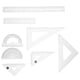 thumbnail image 1 of ColoMX El juego de reglas geométricas de plástico transparente de 8 piezas para estudiantes incluye regla recta transportadora y reglas triangulares para uso en el aula y en el hogar, 1 of 7