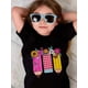 thumbnail image 1 of Girls & Boys Floral Pencil Themed Cotton Graphic Tees, Back To School Clothes Girls, Black and Colorful Design Summer Shirts With Flowers, Gift For First Day of School, 1 of 7
