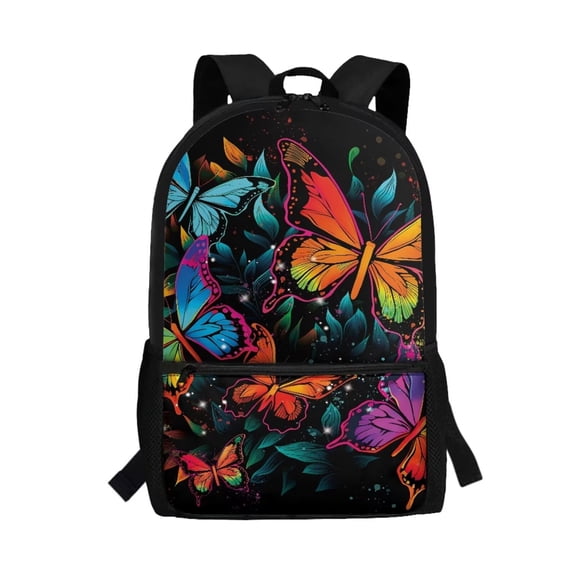 Yuyamidu Colorful Butterfly Backpacks for Girls Book Bags Ages 12-15 Middle School Supplies Girls Backpack Cats Bookbag with Strap Primary School Bag
