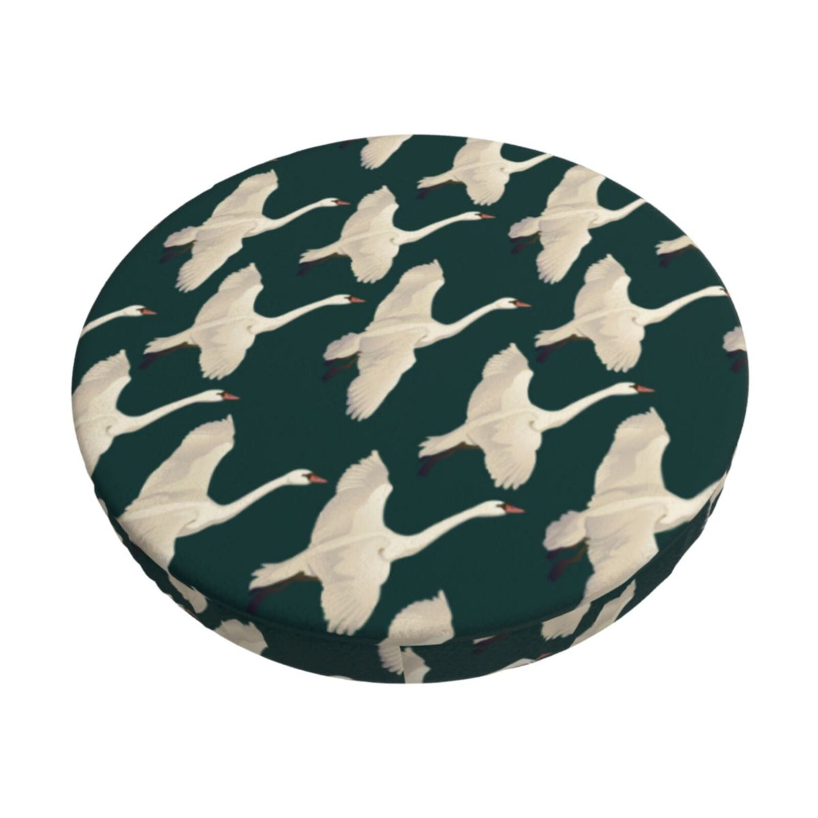 Easygdp Flying Swans Print Easy To Install Bar Stool Covers&Stool Covers Round&Elastic Stool Cover, Barstool Covers,Washable&Bottom With Elastic Edge-12 inch