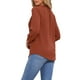 thumbnail image 3 of CAMISA DE BOTONES V DE INSPIRACIÓN CHIC PARA MUJERES, MANGA 3/4, CON DETALLE PLEAT, BLUSA CASUAL L, ROJO LADRILLO, 3 of 6
