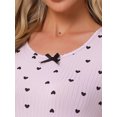 thumbnail image 5 of DARING DIVA Women's Short Sleeve Heart Print Lace Trim Ribbed Nightgown M Purple, 5 of 6