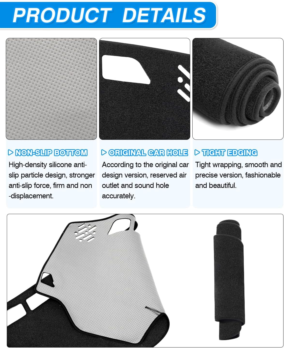 Canvcle Dash Cover Compatible with Ford F150 2004-2008 Dashboard Cover Mat Non-Slip Carpet Sunshield Glare UV Rays Protector