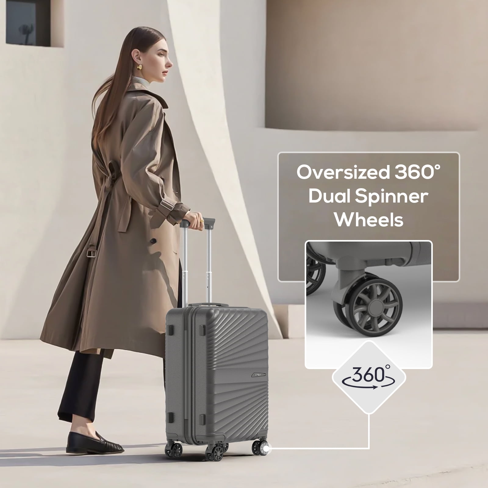 Joyway 6 Piece Hardshell Luggage Set with Spinner Wheels TSA Lock and Scratch-Resistant Finish Durable Lightweight Suitcases(Tote bags in mixed styles)
