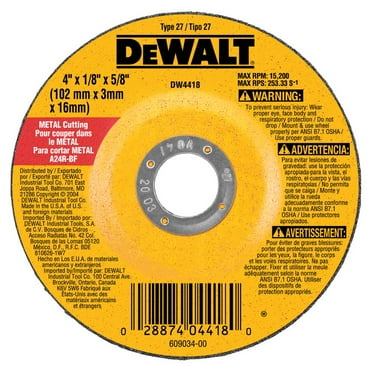 DeWalt DW4418 Metal Cutting - Grinding Wheel 4" - 100 Pak