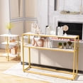 thumbnail image 5 of furlinkhm Marble Coffee Table Set of 3 with 3-Tier End Table & Console Tables, 3 Piece Living Room Table Set with Metal Frame,Accent Table Side Table for Home,Office,Gold+White, 5 of 8