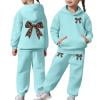 thumbnail image 3 of shqvo Big Girls 2 Piece Sport Outfit Bow Print Pullover Sport Sweatsuits Hoodie Sweatpants Outfits Hoodies Tracksuits for Toddlers Children Teens, 3 of 8