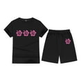 thumbnail image 4 of HAYIMI Children Outfit Sets Flower Printed Round Neck Short Sleeved T-Shirt With Shorts For Boys Girls Summer Lightweight Clothes Sets Versatile for Play, 4 of 4