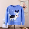 thumbnail image 4 of Zwiiyzr Toddler Baby Boy Girl Christmas Sweater Pullover Reindeer Snowman Sweatshirts Knit Tops for 2-7 Years Blue, 4 of 7