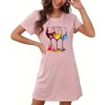 thumbnail image 2 of Women's Nightshirt New Womens 4th of July Nightdress Crew Neck Short Sleeve Casual Nightgown Fashion Graphic Summer Sleepwear Pinky M, 2 of 5