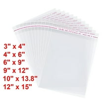 CCOCC Clear Cellophane Plastic Bags,Resealable Self-Sealing Cello Bags for Packaging Clothing,Shirts,Decorative Wrappers,Party Favors,Artwork and More