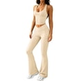 thumbnail image 6 of Frostluinai Womens Workout Sets 2 Piece Gym Yoga Outfits Crossover Flare Leggings Crop Tank Tops High Waist Sleeveless with&nbsp;Built&nbsp;in&nbsp;Bra, 6 of 10