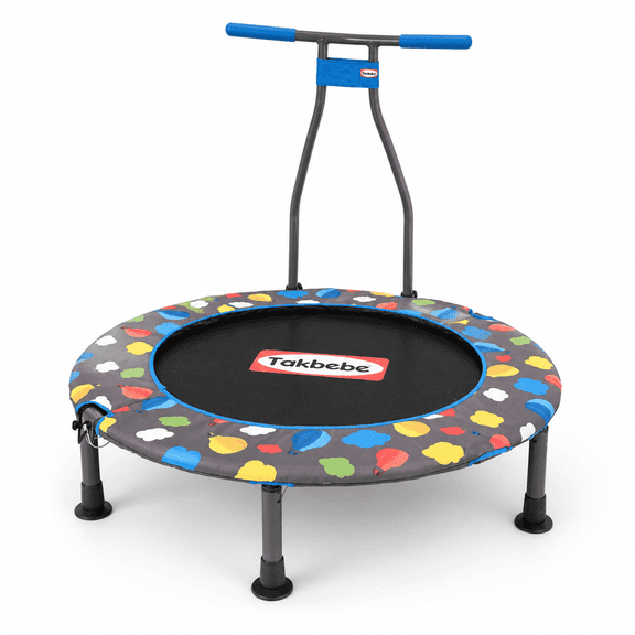TECHSPORT 40" Mini Trampoline with Handle, Foldable Indoor Rebounder for Kids & Adults, Safe Home Exercise Trampoline