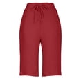 thumbnail image 5 of Endives Linen Shorts For Women Knee Length Tie High Waisted Elastic Casual Wide Leg Short Summer Pants Daily Wear, 5 of 7