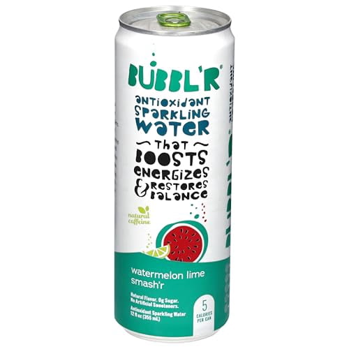 Bubblr Antioxidant Sparkling Water - Passion Fruit Wond'r, Watermelon Lime Smash'r, Peach Raspberry Dazzl'r - Variety Pack, 0 Suger, 69 Mg Caffine, Sparkling Water 12 Fl Oz (Pack Of 6) Repackaged