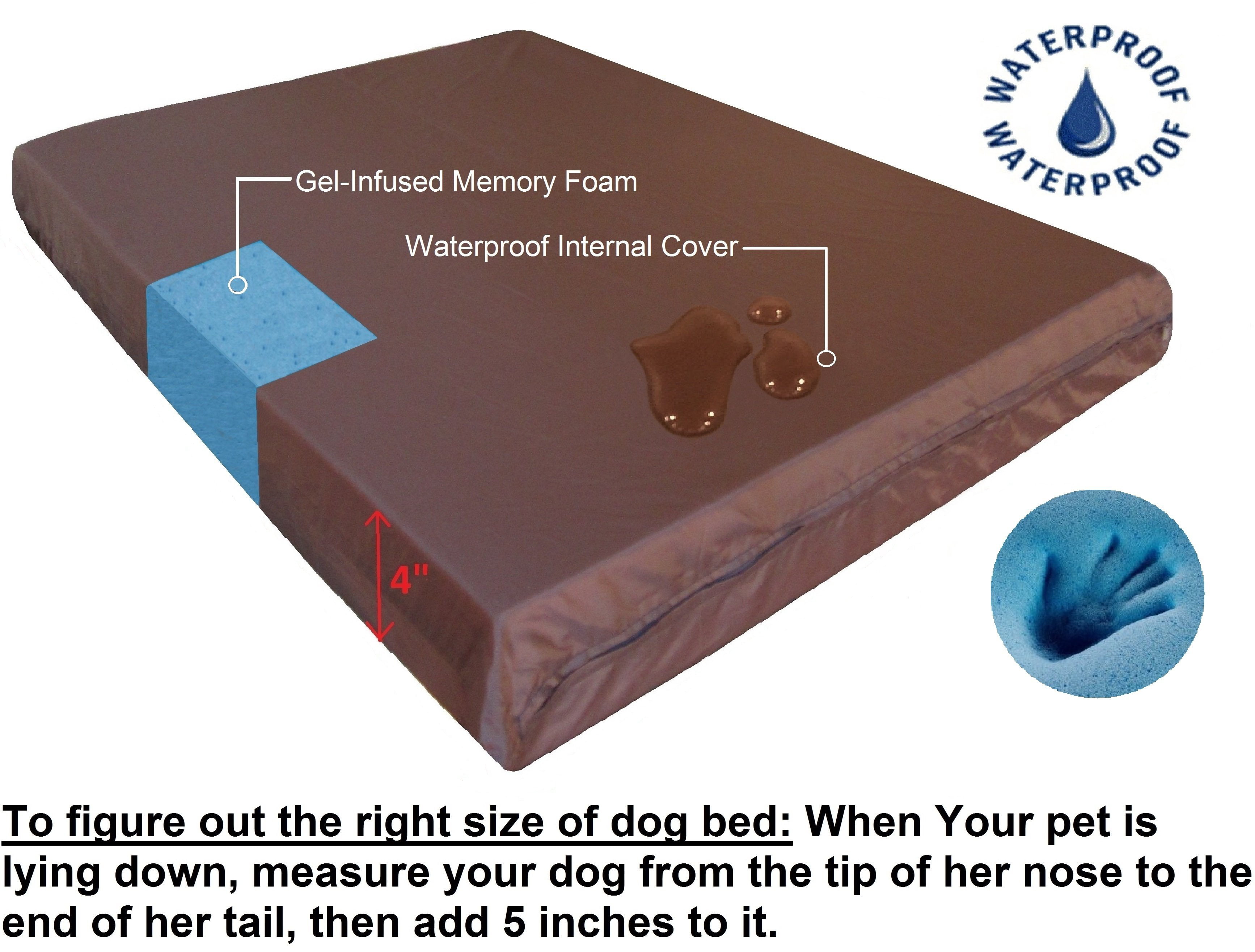 Orthopedic Waterproof Pet Dog Bed, X-Large, Brown - Walmart.com