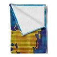 thumbnail image 2 of Digital Soft Flannel Fleece Throw Blanket, Geometric Squared Modern World Print Global Universe Artwork Image, Cozy Plush for Indoor and Outdoor Use, 50" x 60", Earth Yellow Sky Blue, by Ambesonne, 2 of 5