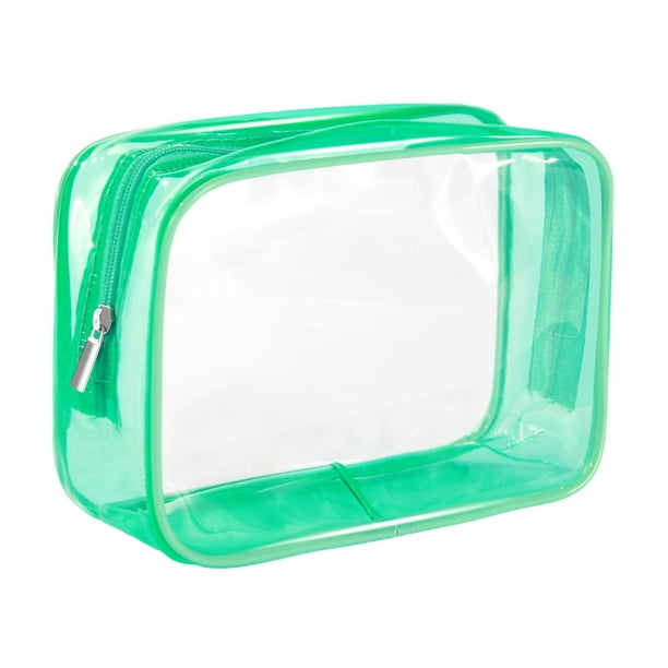 Bolsa de cosméticos transparente reutilizable para mujeres y hombres, accesorios de baño con Verde