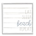 thumbnail image 3 of Stupell Industries Eat Sleep Beach Repeat Phrase White Planked Pattern, 12 x 12, Design by Kim Allen, 3 of 5