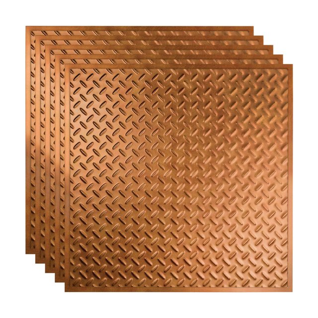 FASÄDE Diamond Plate Decorative Vinyl 2ft x 2ft Lay in Ceiling Panel in Antique Bronze (5 Pack)