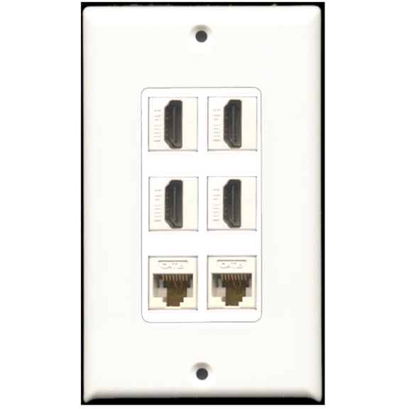 Ultra Spec Cables 4 Port HDMI 2 Port Cat6 Ethernet Wall Plate DecorZ