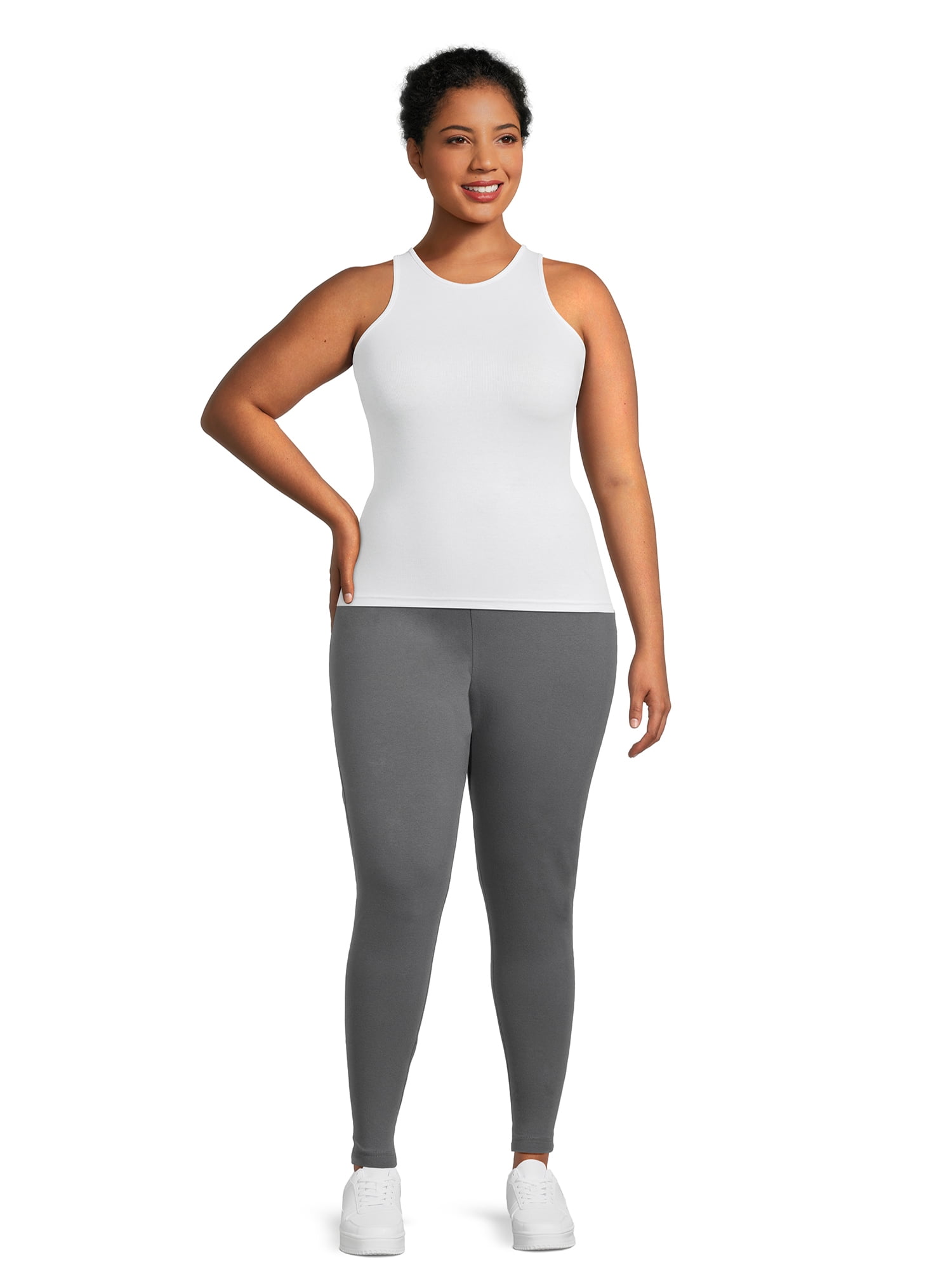 (2 pack) Terra & Sky Women's Plus High Waist Full Length Leggings, Sizes 0X-5X