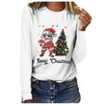 thumbnail image 2 of pimelu Christmas Shirts Clearance Womens Long Sleeve Tops Christmas Fashion Santa Claus Print Graphics Pullover Blouses Plus Size Round Neck Ladies Merry Christmas Shirts, 2 of 4