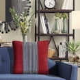 thumbnail image 2 of Ox Bay 20" x 20" Hand-Woven Red/ Blue Stripe Cotton Blend Pillow Cover, 2 of 9