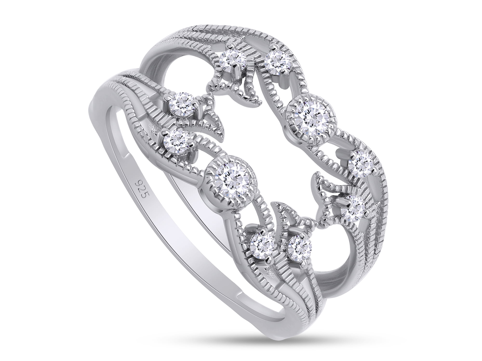 2.00 Ct Round Cut Diamond Solitaire Ring Wrap Guard Insert Enhancer Wedding  Band