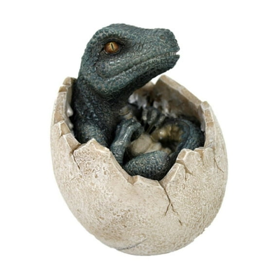 Jurassic Era Predator Green Velociraptor Dinosaur Prehistoric Egg Hatchling Collectible Figurine Statue
