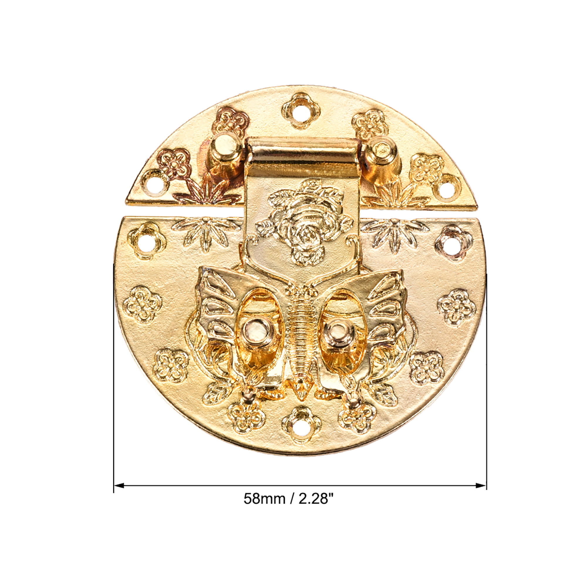 sourcing map Wood Case Box Round Hasp 58x10.5mm Zinc Alloy Antique Latches Golden with Screws