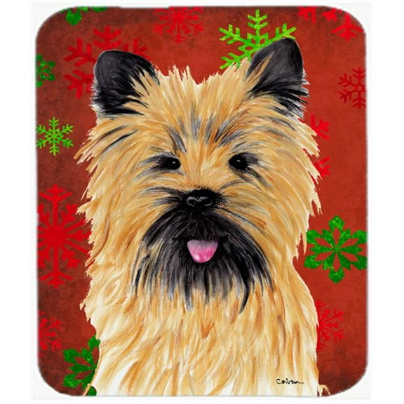 Carolines Treasures  Cairn Terrier Red And Green Snowflakes Christmas Mouse Pad