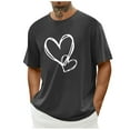 thumbnail image 1 of Tops para hombre, blusas y camisas de cuello redondo y manga corta para hombre. Camiseta/camisa informal de cuello redondo y manga corta con estampado de corazones para hombre. Tops de poliéster para, 1 of 4
