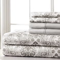 thumbnail image 2 of Spirit Linen Home Est. 1988 Paisley Microfiber Sheet Set - Queen, Light Grey, 2 of 3