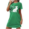 thumbnail image 2 of Aobny 2025 Nightgowns for Women's Cat-Print Thin Green Sleep Dresses Short Crew Neck Short Sleeve Adults Tops Sleep, 2 of 6