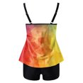 thumbnail image 4 of Yammkia Bathing Suit Tops for Women Women's Tankini Sets Two Piece Swimsuit Scoop Neck Ruched Adjustable Straps Drawstring Mid Rise(Orange,XXXL), 4 of 5