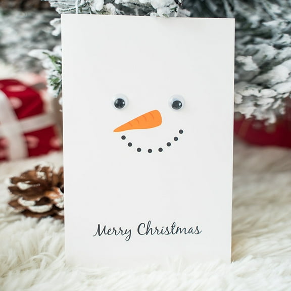 Merry Christmas Snowman Greeting Card with Googly Eyes – Fun and Cheerful Design – Blank Inside for Personalized Messages – Perfect for Holiday Greetings