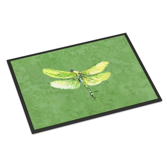 Carolines Treasures 8864JMAT Dragonfly on Avacado Doormat 24x36 36"L x 24"W multicolor