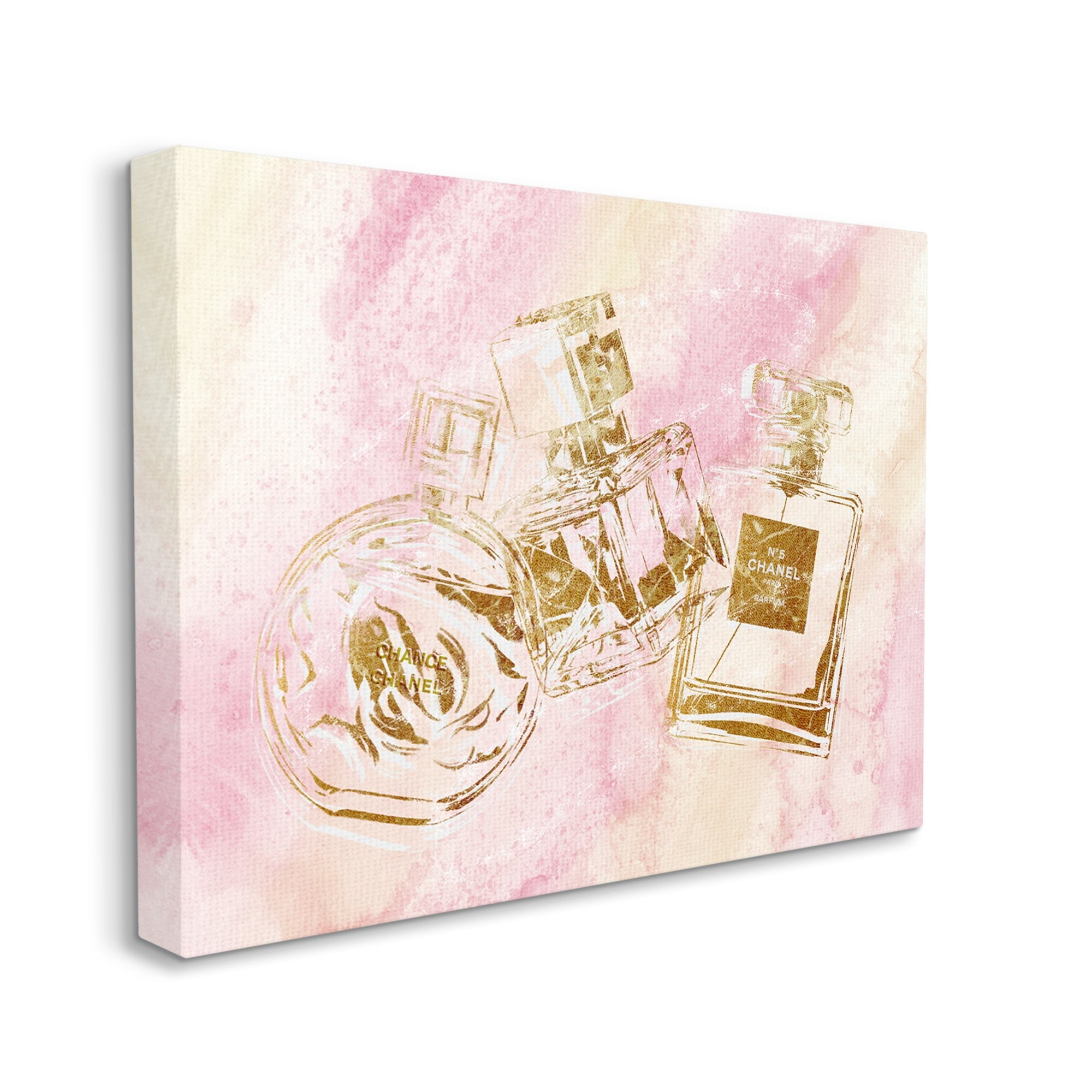 Stupell Industries Fashion Bottle Trio Gold Glam Abstract Pattern, 48 x 36,Design by Ziwei Li