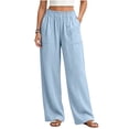 thumbnail image 3 of hlysgo Womens Wide Leg Palazzo Pants High Waisted Casual Lounge Pants 2026 Beach Vacation Outfits Trousers with Pockets Light Blue,S, 3 of 6
